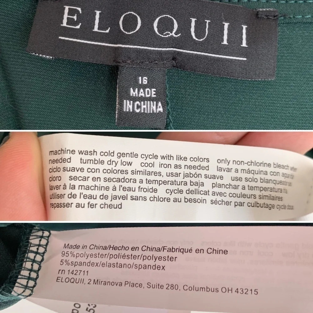 Eloquii Wide Neck Wrap Gown Matte Jersey Dark Green Sz 16 NWT - Picture 6 of 6